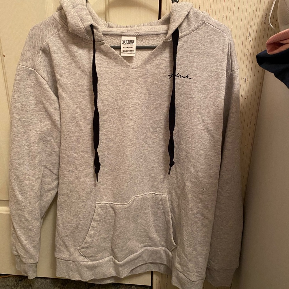 PINK Victoria’s Secret Notch Collar Script Hoodie